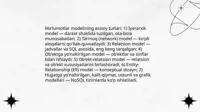 Ma'lumotlar bazasi tushunchasi va vazifalari 4