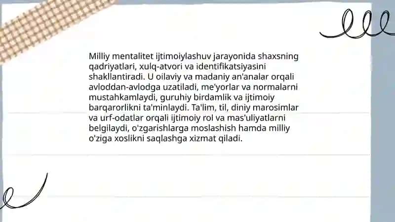 Milliy mentalitet va uning ijtimoiylashuvda tutgan òrni 4