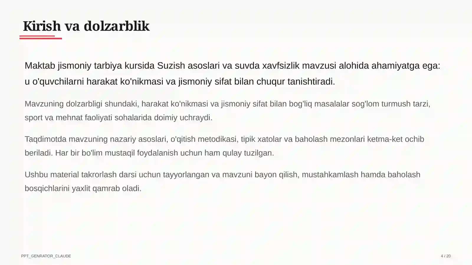 Suzish asoslari va suvda xavfsizlik (6-sinf) 4