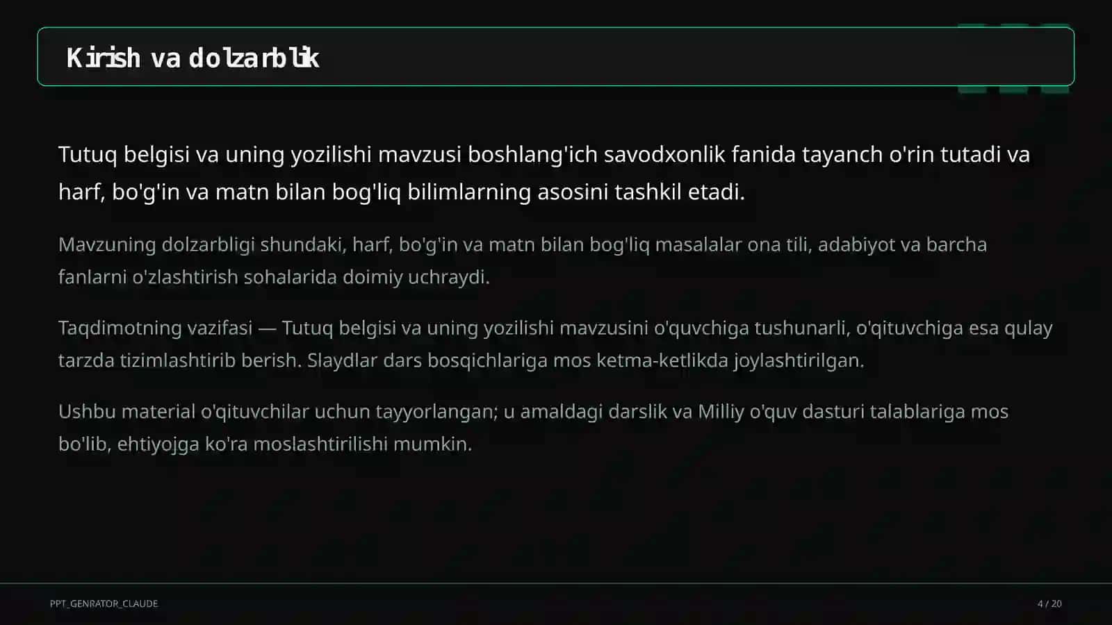 Tutuq belgisi va uning yozilishi (2-sinf) 4