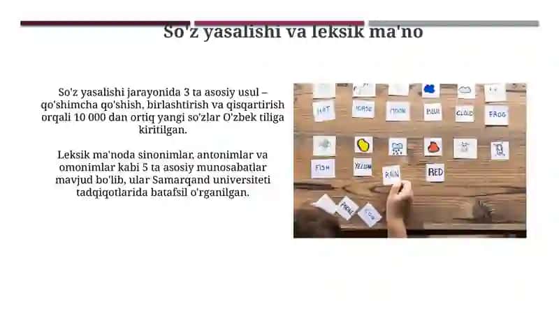 Lug'at tarkibining shakl va ma'no munosabatlari jihatidan tavsiflanishi 4