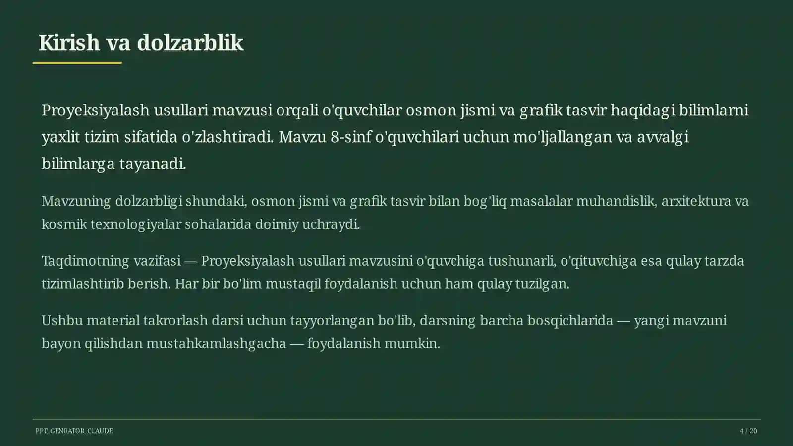 Proyeksiyalash usullari (8-sinf) 4