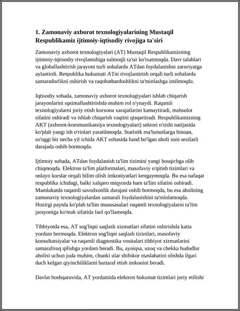 Zamonaviy axborot texnologiyalarining Mustaqil Respublikamiz hayotidagi ahamiyati va rivojlanish istiqbollari 4