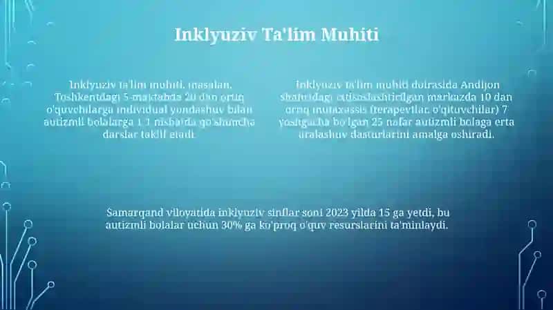 Autizim sindromli bolalar ta'lim tarbiyasi 4
