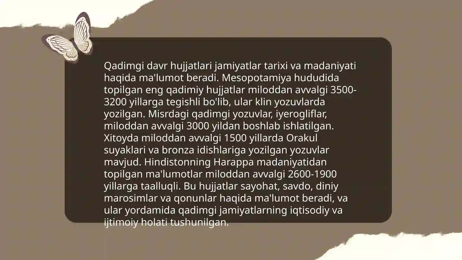 Hujjatlarning paydo bo'lishi va tarixi 4
