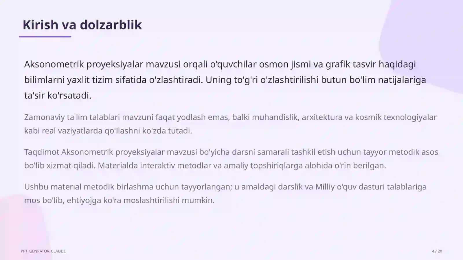Aksonometrik proyeksiyalar (8-sinf) 4