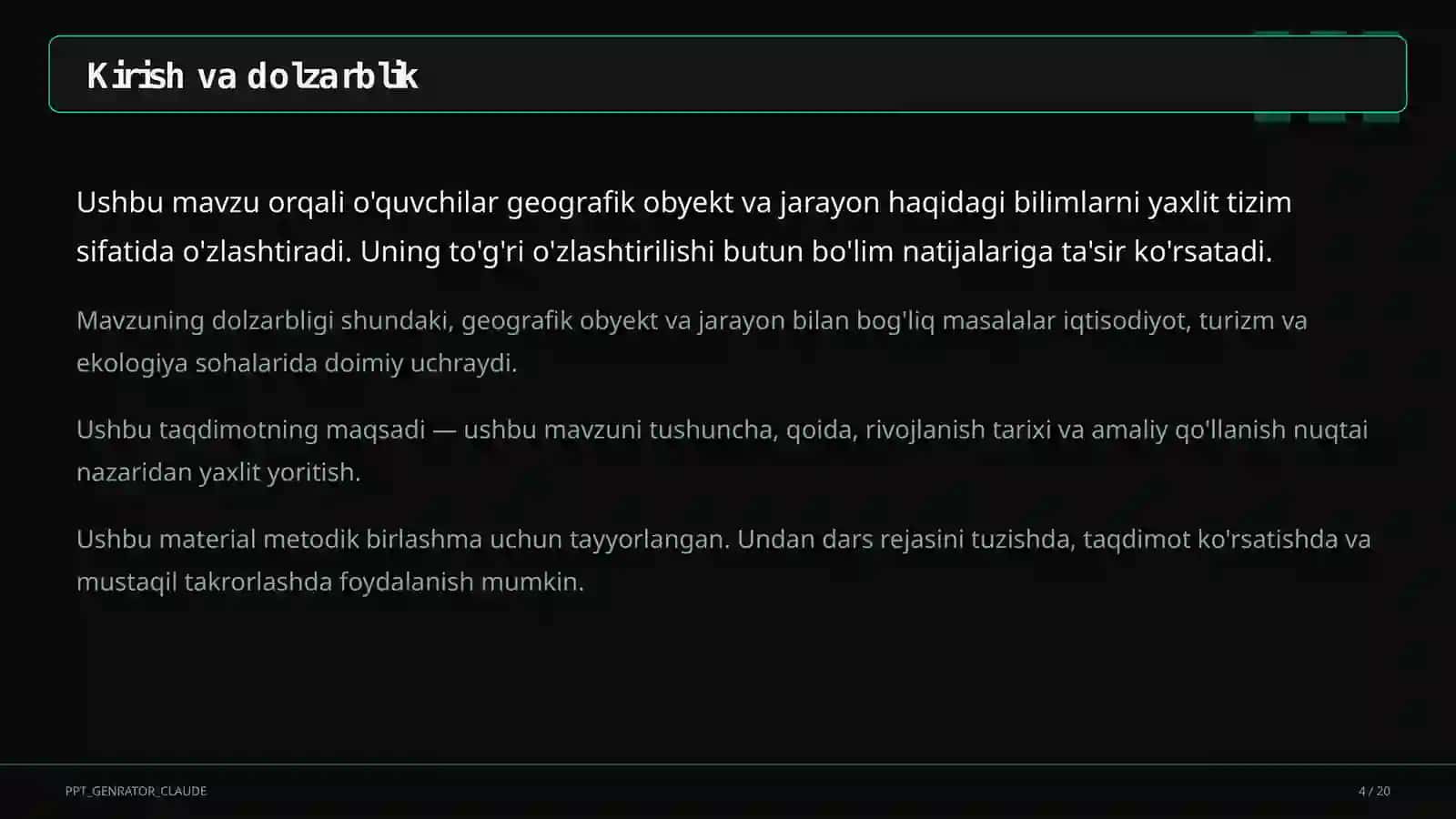 Turizm geografiyasi va O'zbekistonning turistik salohiyati (11-sinf) 4