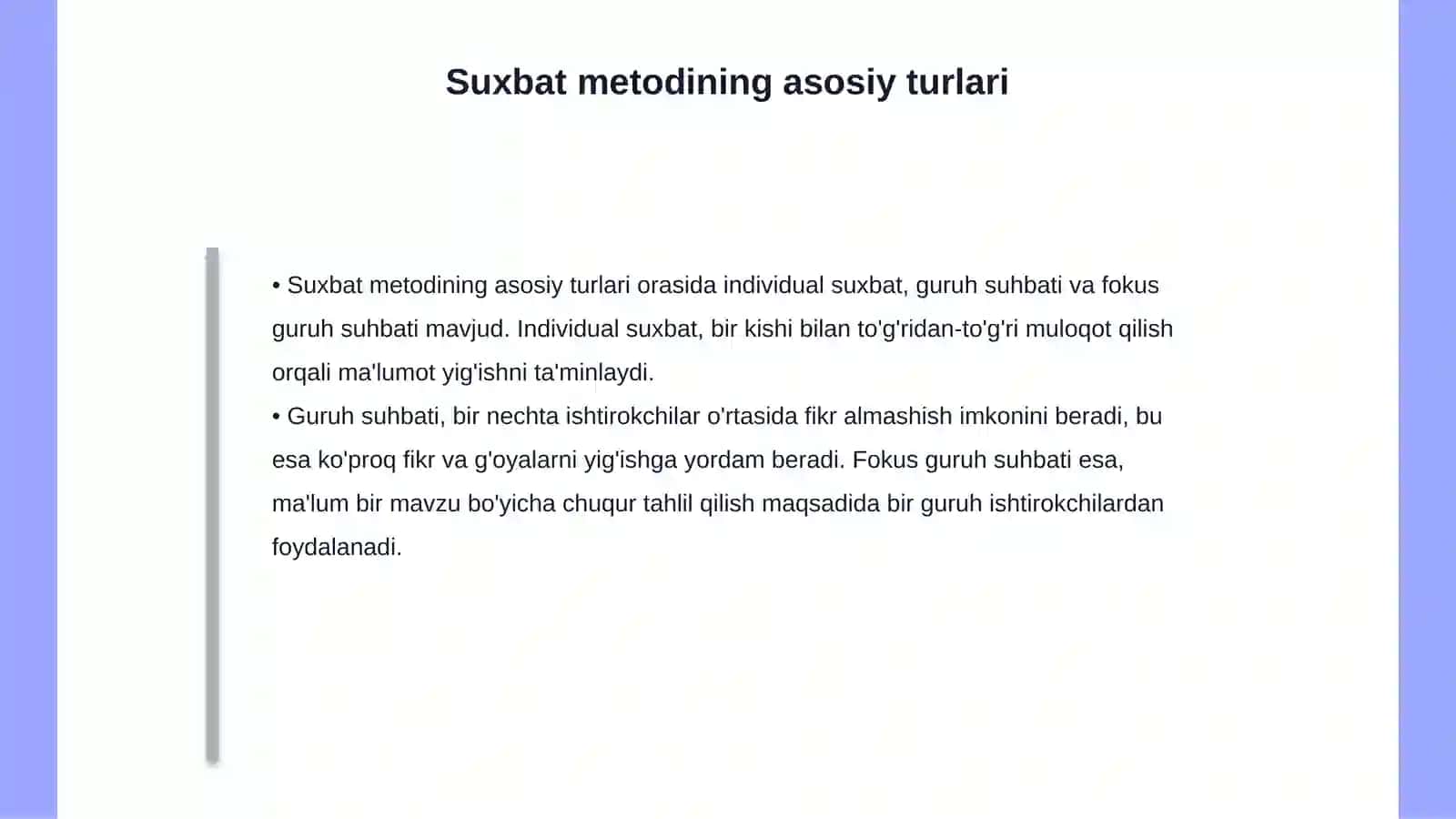 Suxbat metodi haqida ma'lumotlar 4