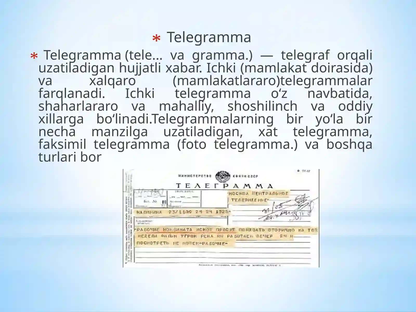 Xizmat yozishmalari-taklifnoma, telegramma, telefonogramma, adres, xatlar 4