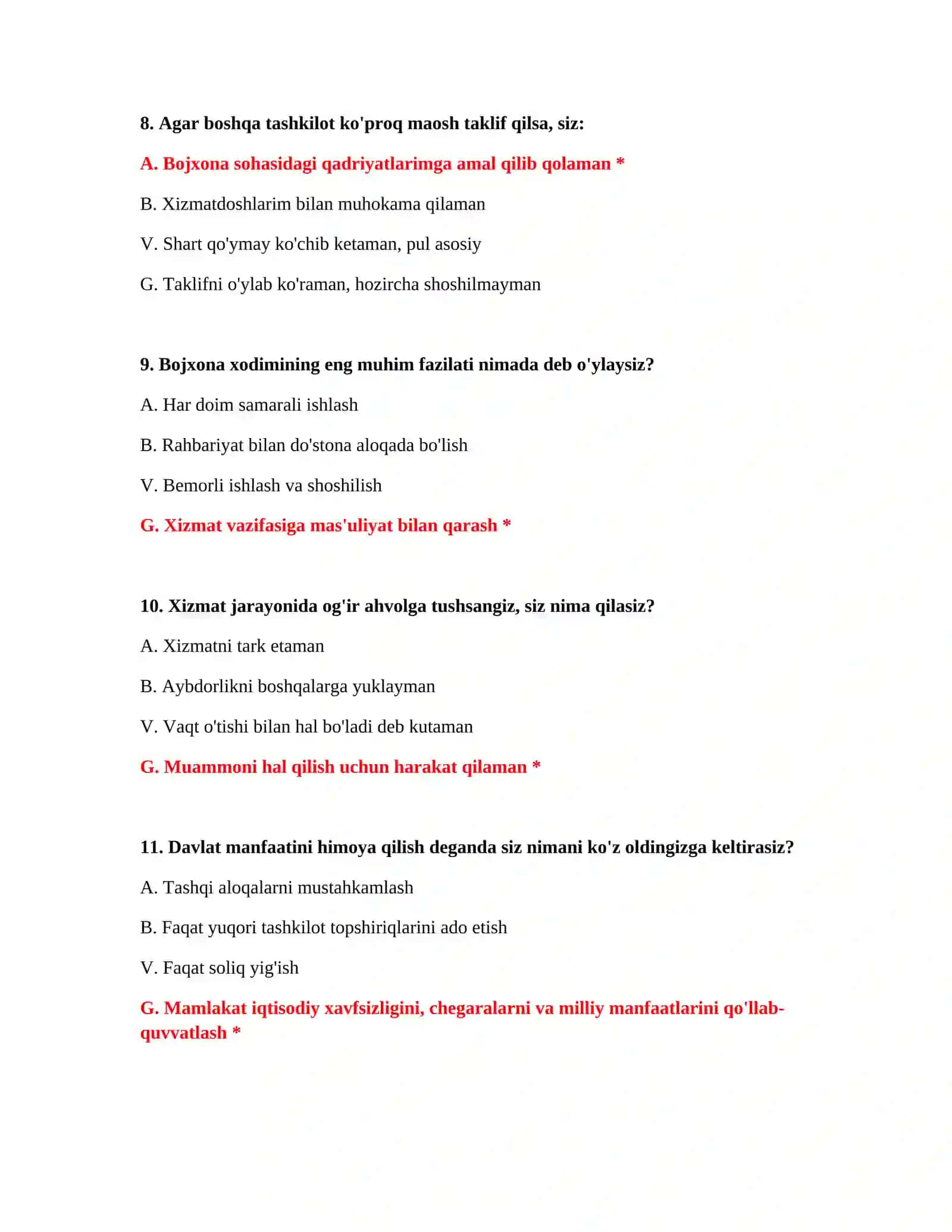 Bojxona kodeksini bilish testlari 4