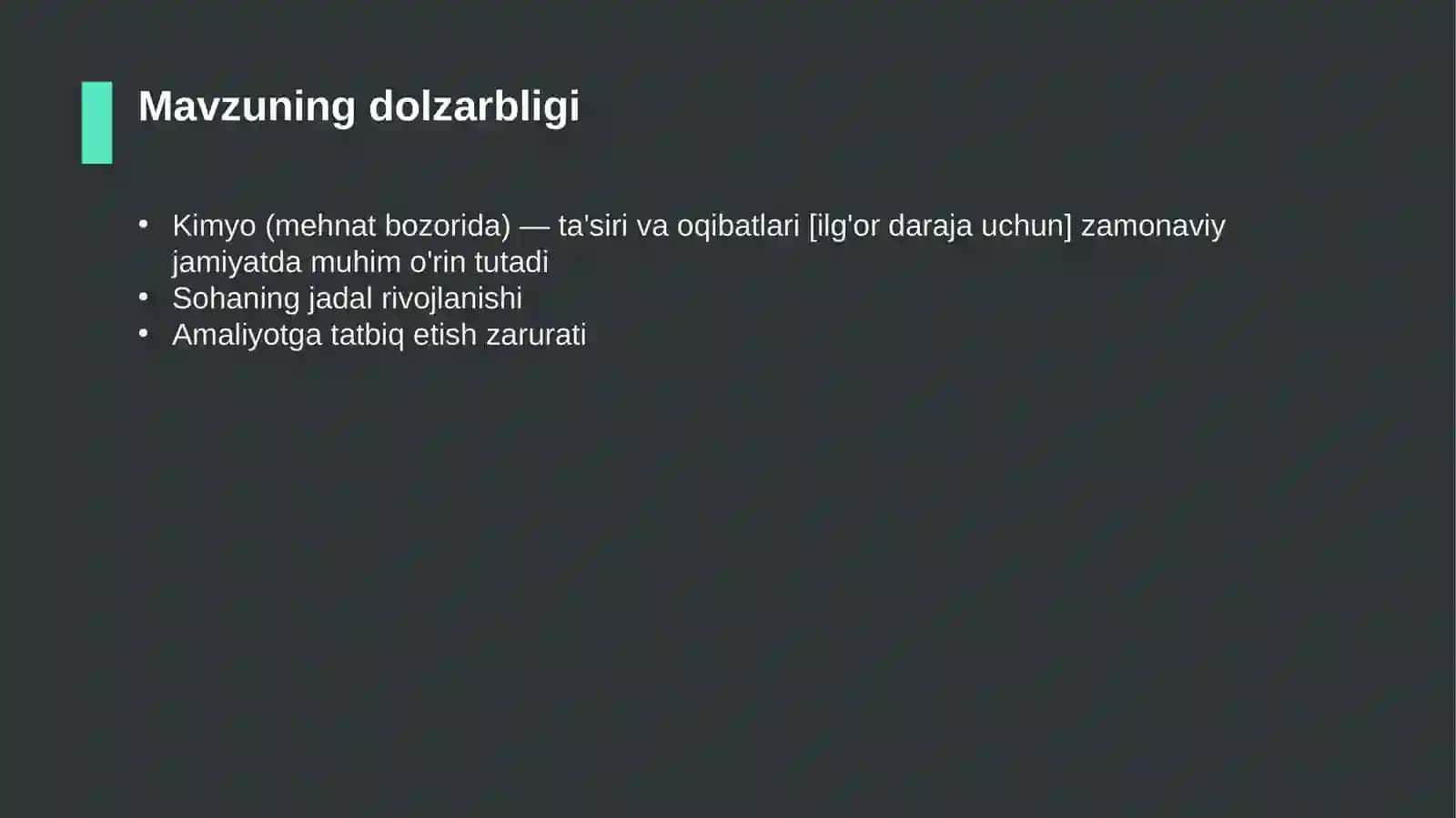 Kimyo (mehnat bozorida) — ta'siri va oqibatlari [ilg'or daraja uchun] 4