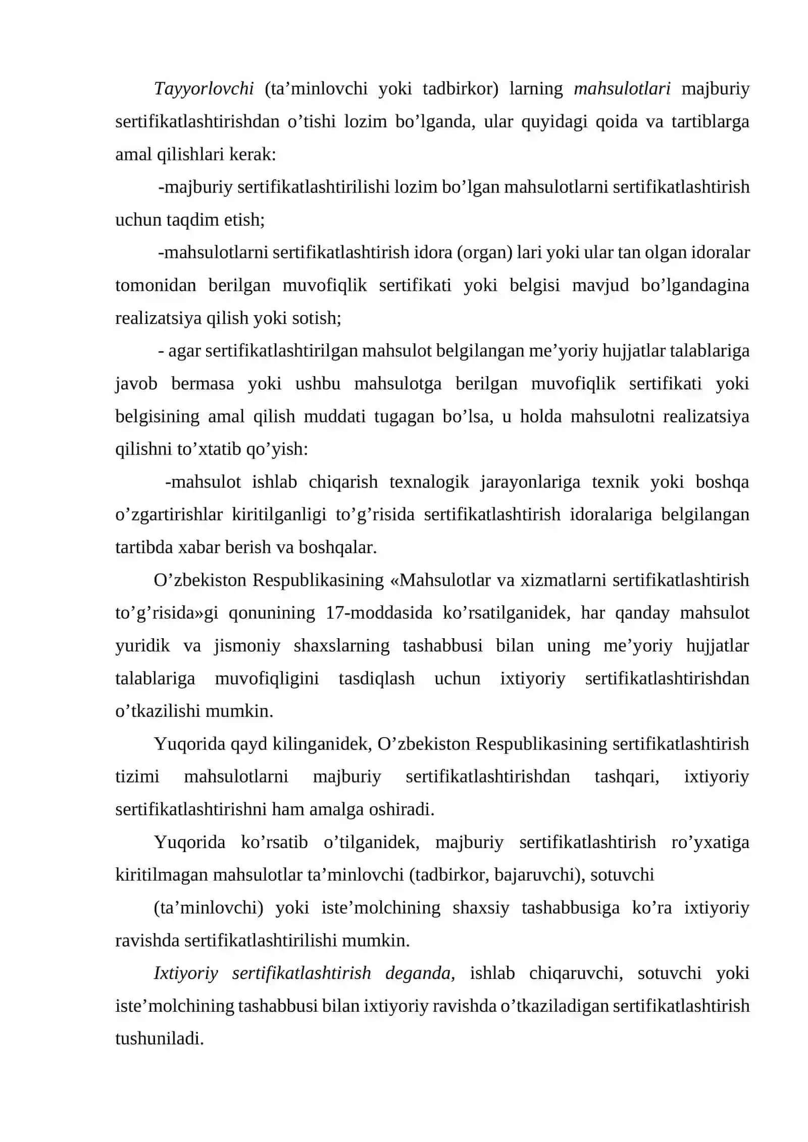 Mahsulotlar sertifikatsiyasi va uning nazorati 4