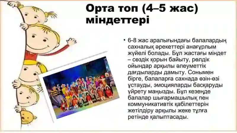 Әр түрлі жас топтарындағы сахналық әрекеттердің міндеттері 4