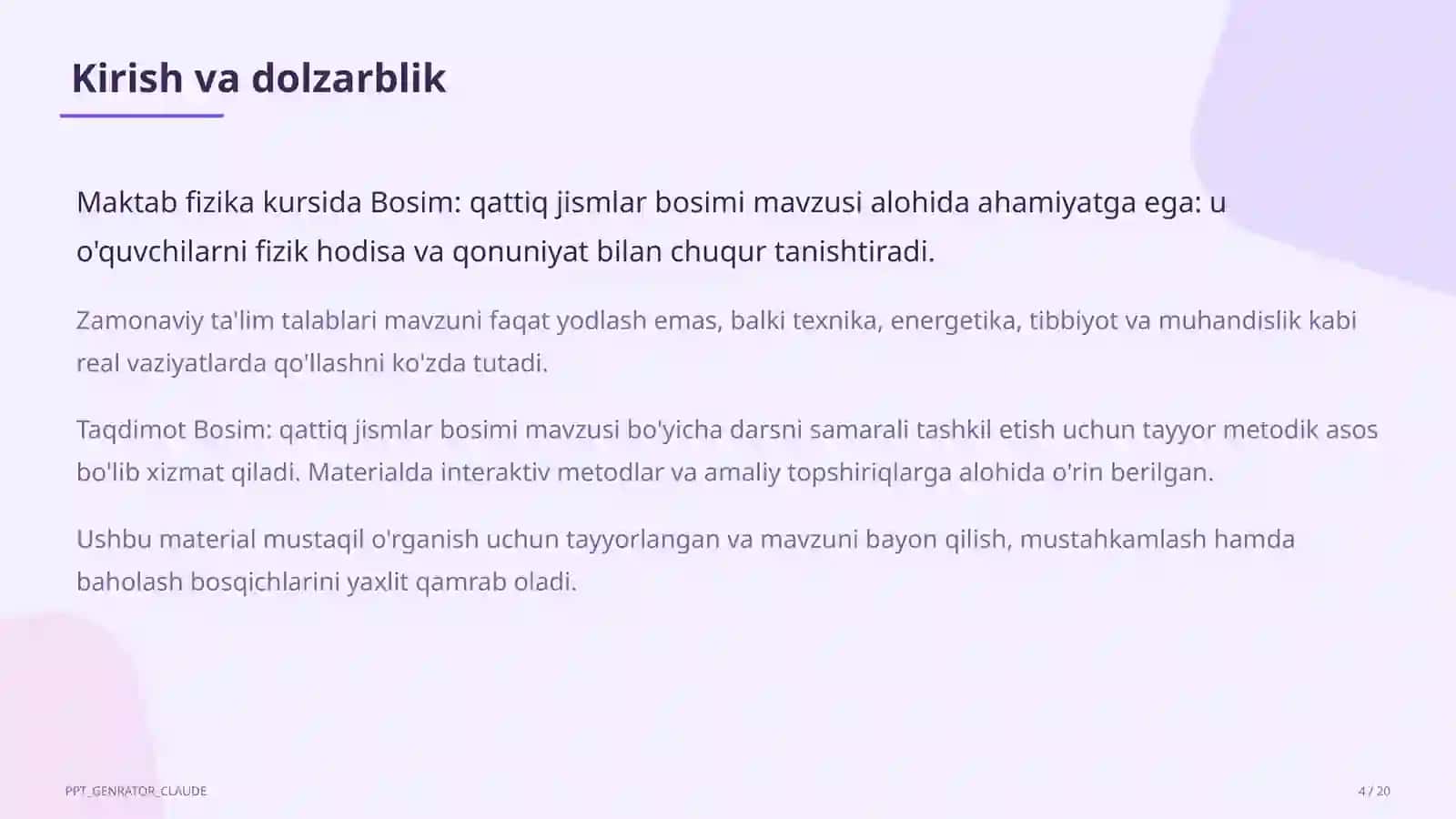 Bosim: qattiq jismlar bosimi (6-sinf) 4