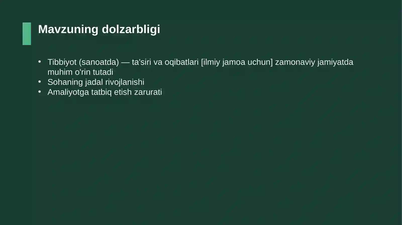 Tibbiyot (sanoatda) — ta'siri va oqibatlari [ilmiy jamoa uchun] 4