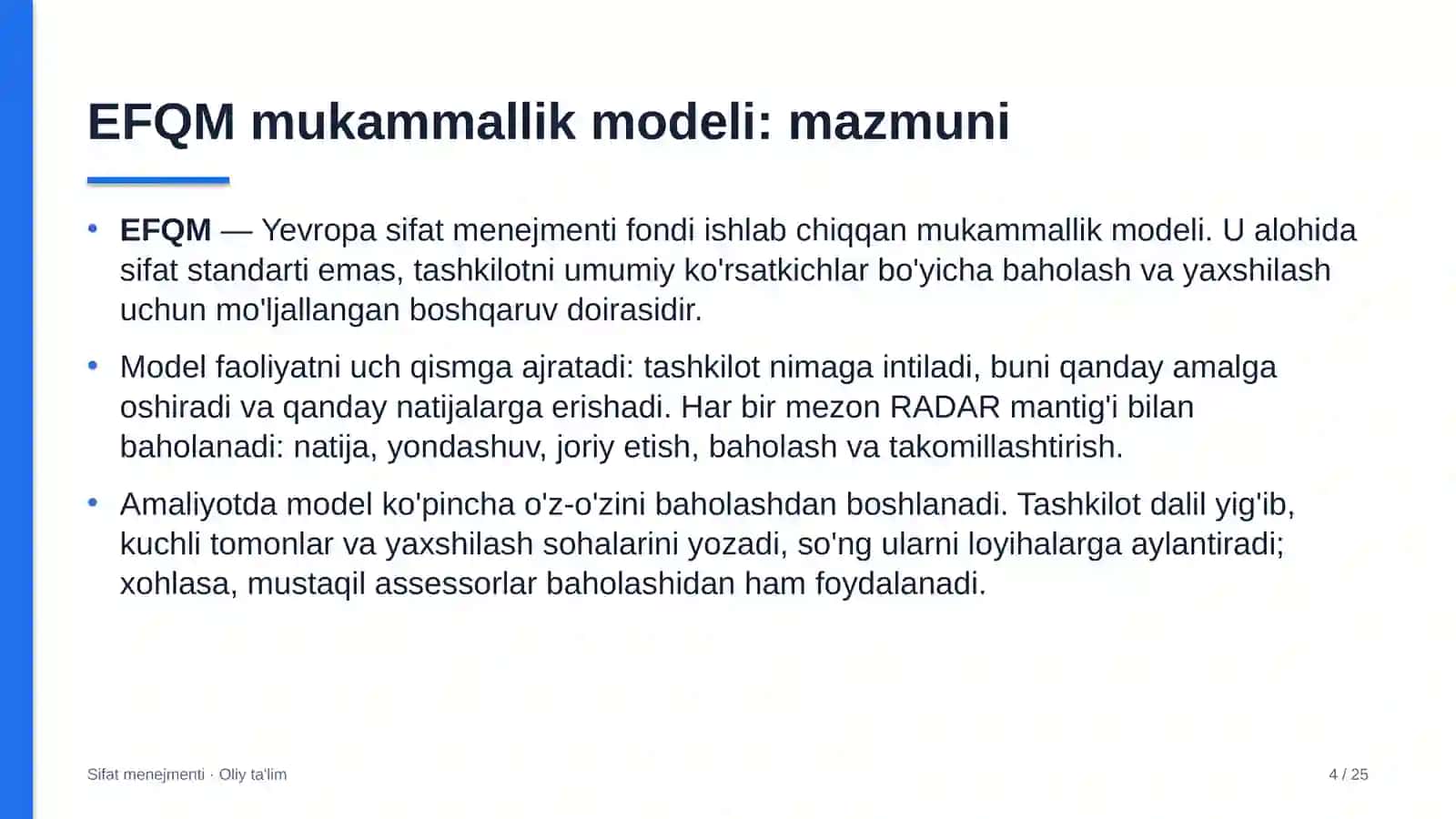 Harbiy tibbiyotda EFQM mukammallik modelini qo'llash 4