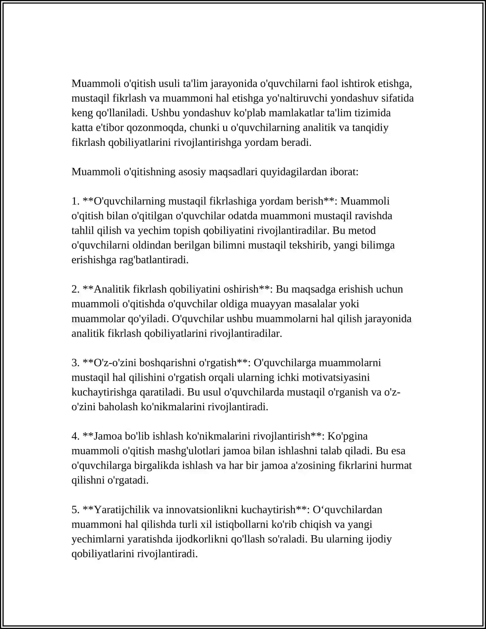 MUAMMOLI O'QITISH TEXNOLOGIYALARI 4