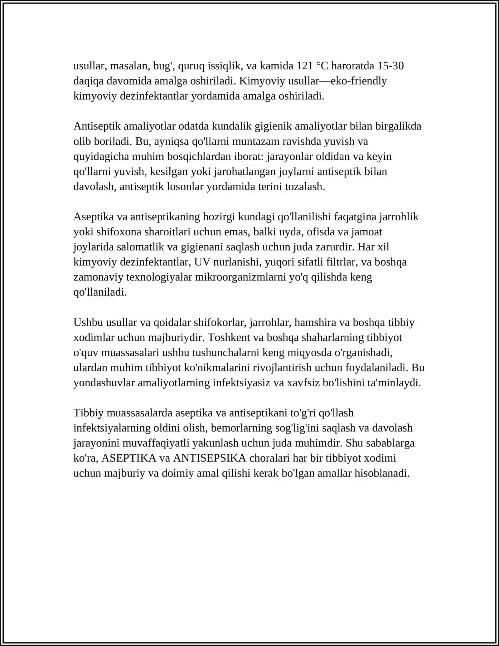 ASETIKA VA ANTISEPTIKA TAMOYILLARI. QOʻLLAR GIGIYENASI. QOʻLLARNI YUVISH TEXNIKASI 4