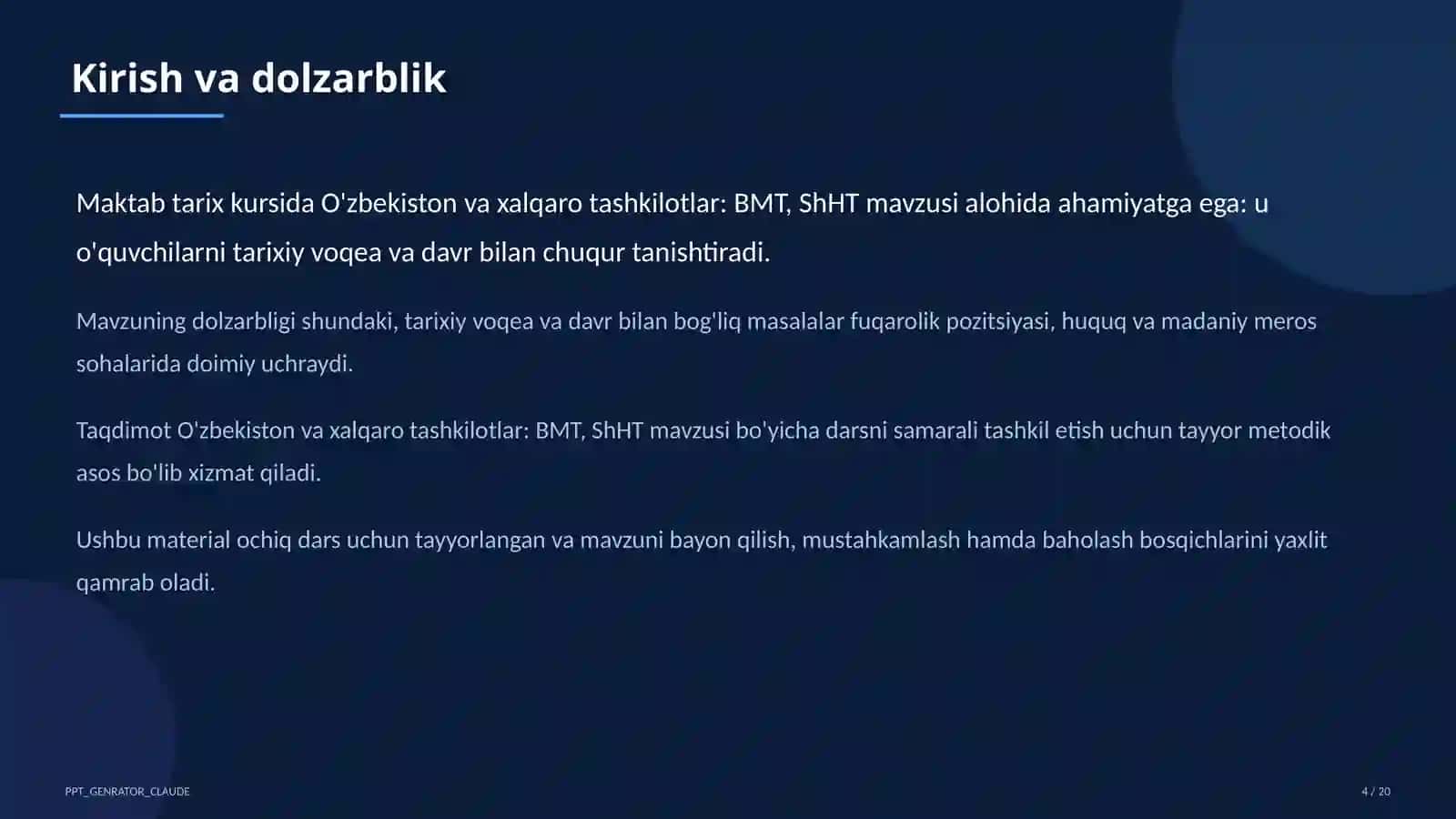 O'zbekiston va xalqaro tashkilotlar: BMT, ShHT (11-sinf) 4