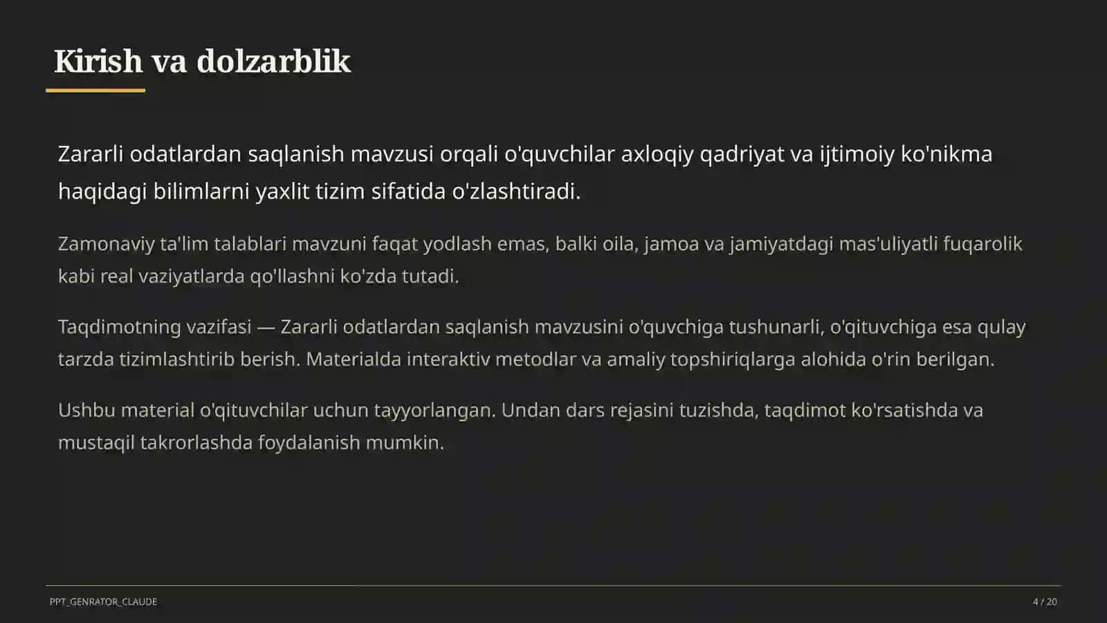 Zararli odatlardan saqlanish (7-sinf) 4