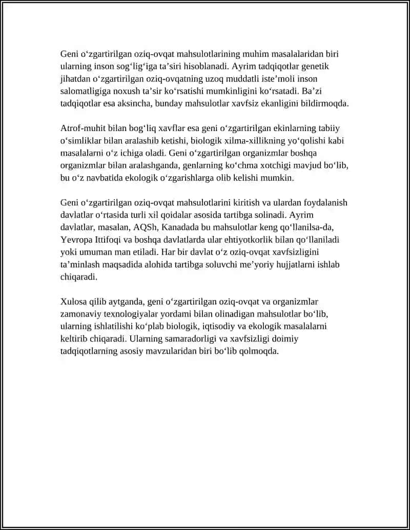 Geni oʻzgartirilgan oziq-ovqat va organizmlar 4