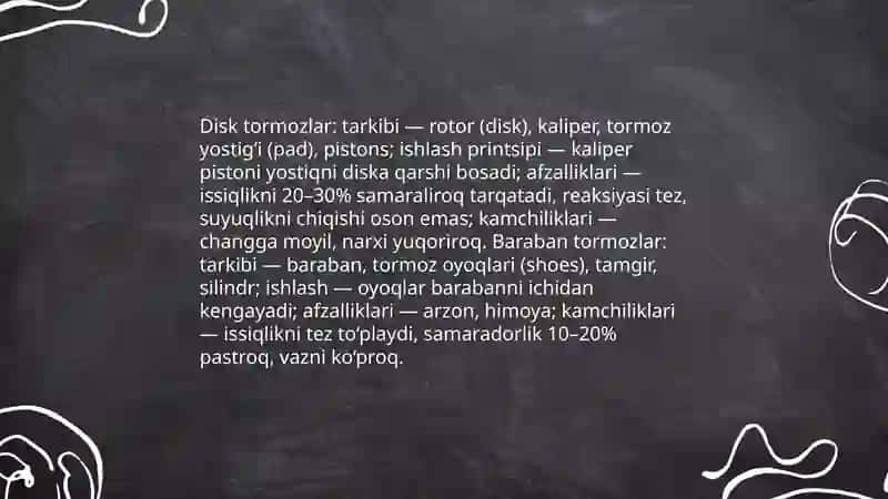 Tormoz tizimlarining turlari va zamonaviy tormoz tizimlari 4