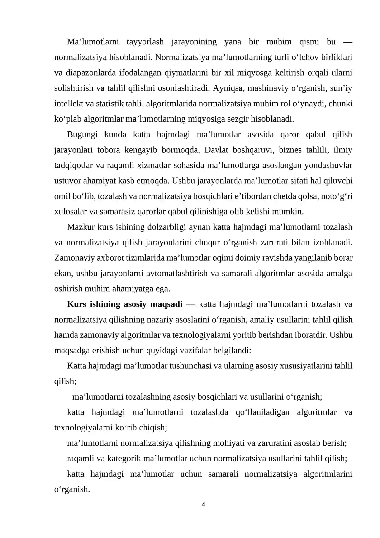 Katta hajmdagi ma’lumotlarni tozalash va normalizatsiya qilish algoritmlari 4