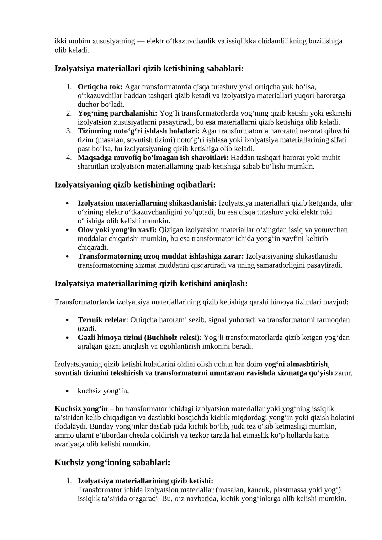 Transformatorlarning gazli himoyasining o‘ziga xosligi 4