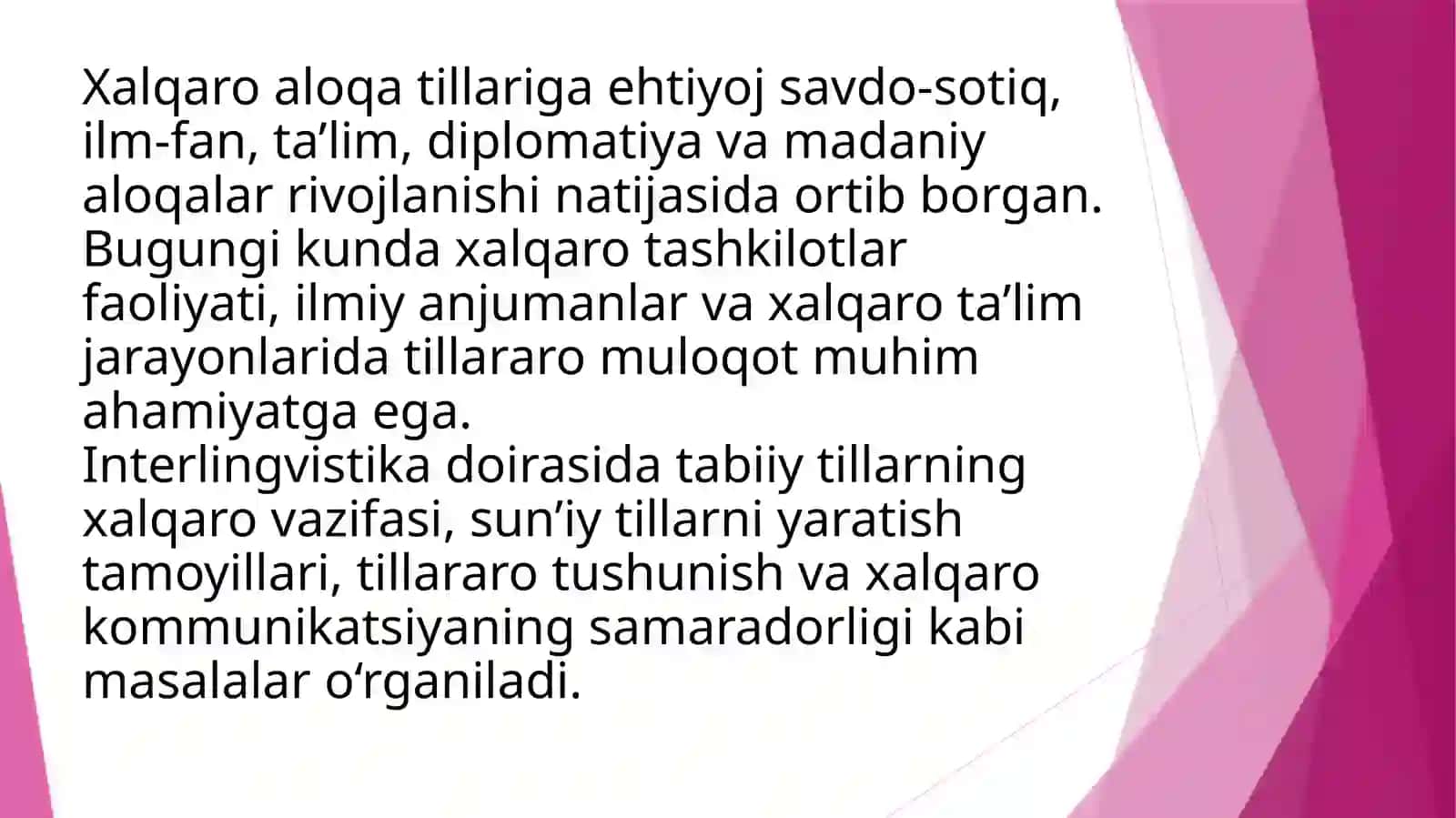 Interlingvistika. Xalqaro tabiiy va xalqaro sun’iy tillar 4