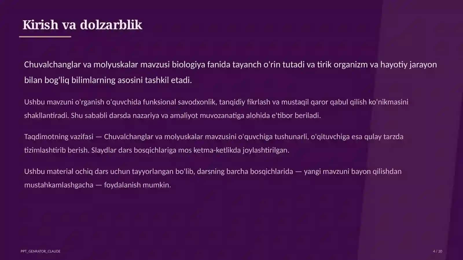 Chuvalchanglar va molyuskalar (7-sinf) 4
