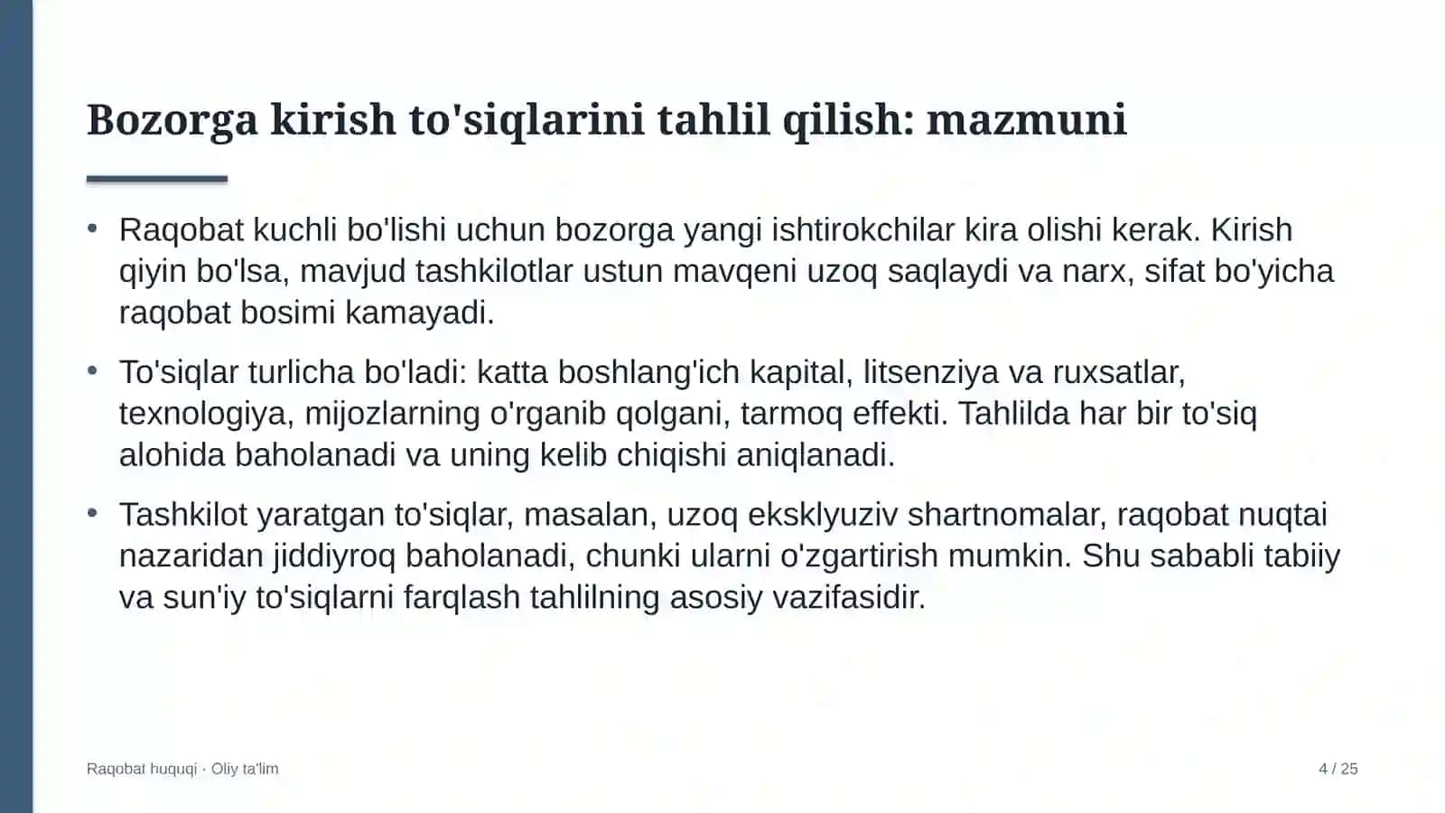 Avtobus parklarida bozorga kirish to'siqlarini tahlil qilish 4