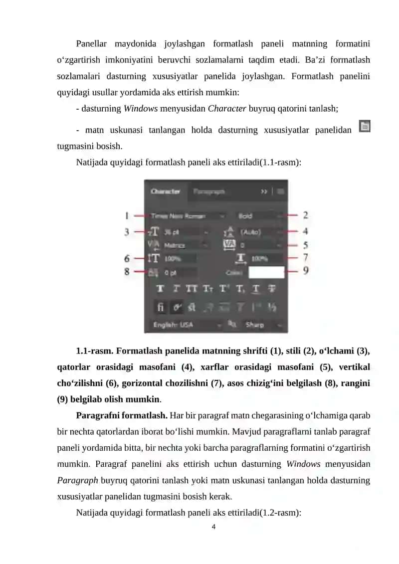 ADOBE PHOTOSHOP DASTURIDA MATN VA KONTURLAR BILAN ISHLASH TEXNOLOGIYASI 4
