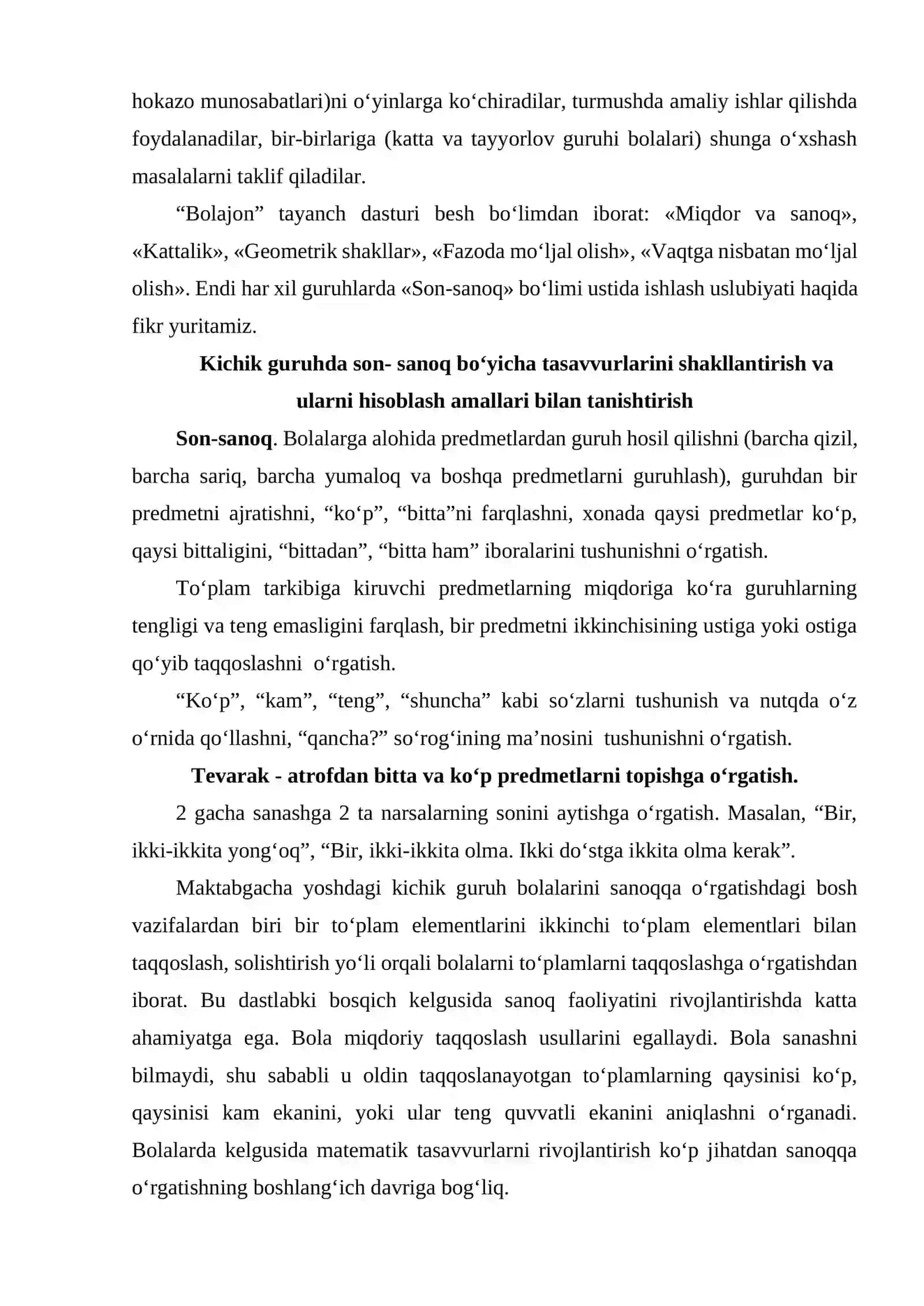 Son-sanoq bo‘yicha tasavvurlarni shakllantirish va ularni hisoblash amallari bilan tanishtirish 4