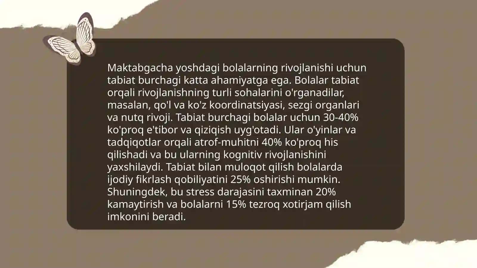 Tabiat burchagini tashkil etish texnologiyasi 4