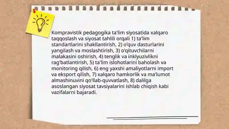Jahon mamlakatlarida kompravistik pedagogikaning faoliyat va vazifalari 4