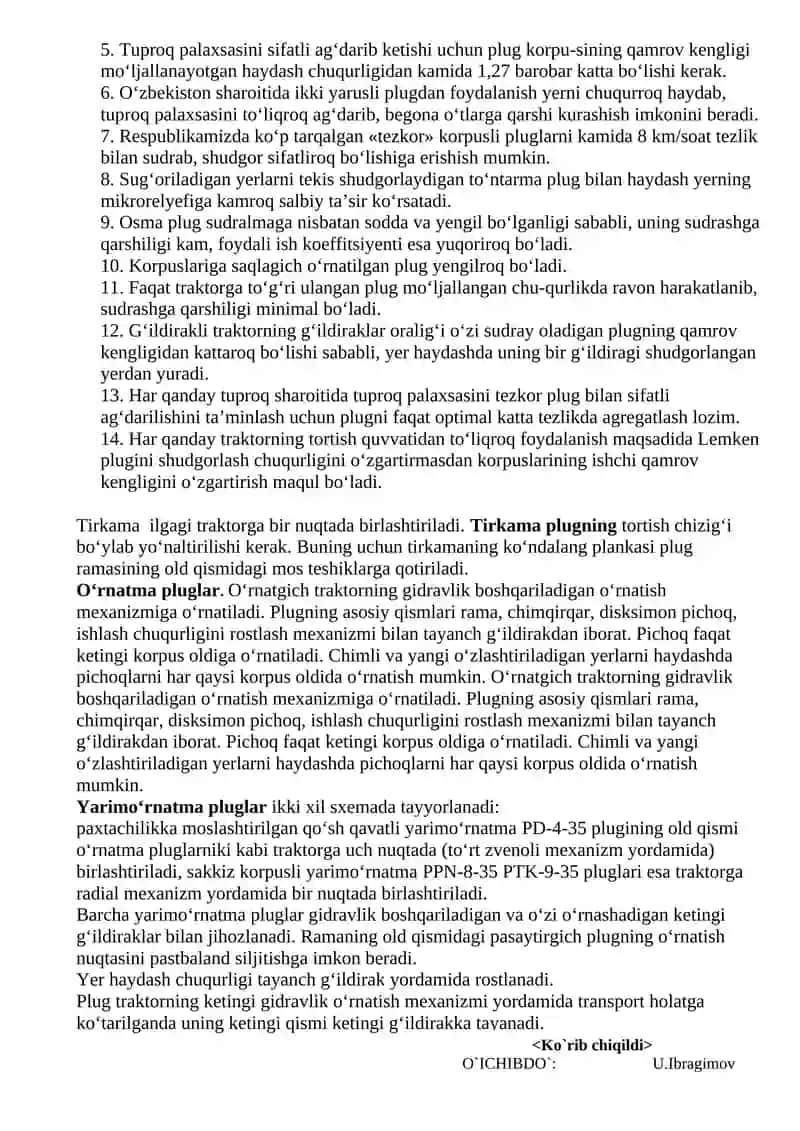Haydash agregatning tarkibini tanlash, agregatni tuzish 4