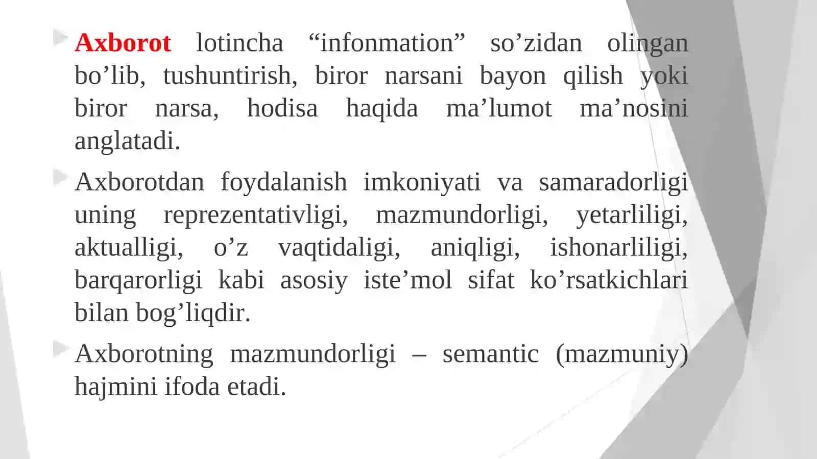 MA’RUZA:IQTISODIYOTDA AXBOROT TEXNOLOGIYALARI FANIGA KIRISH 4