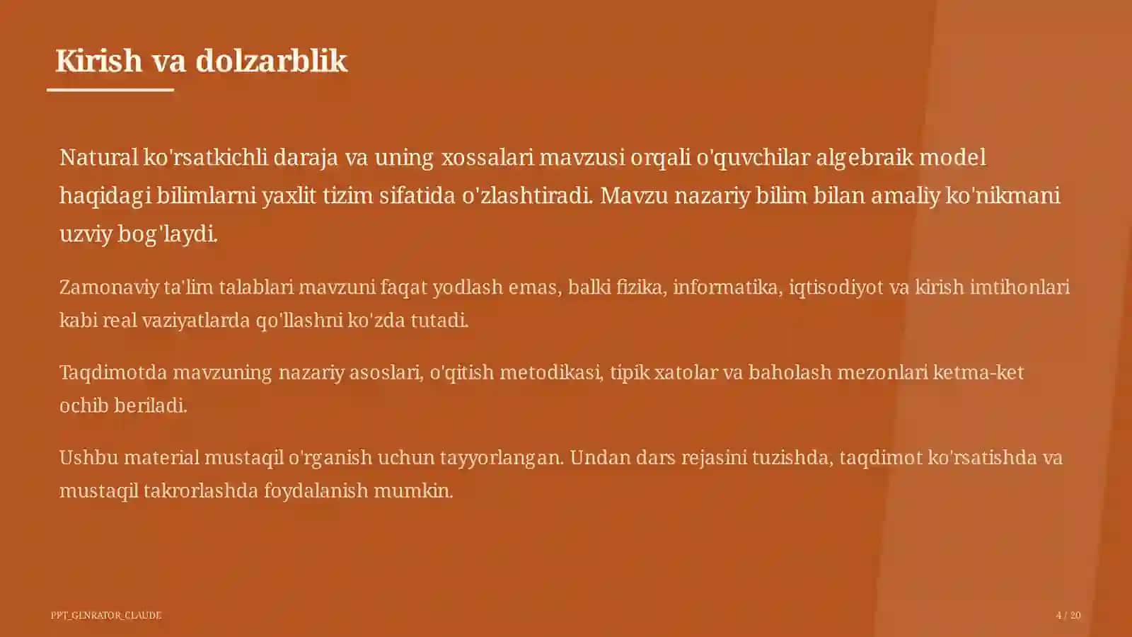 Algebra (7–11) - mustaqil o'rganish uchun 4