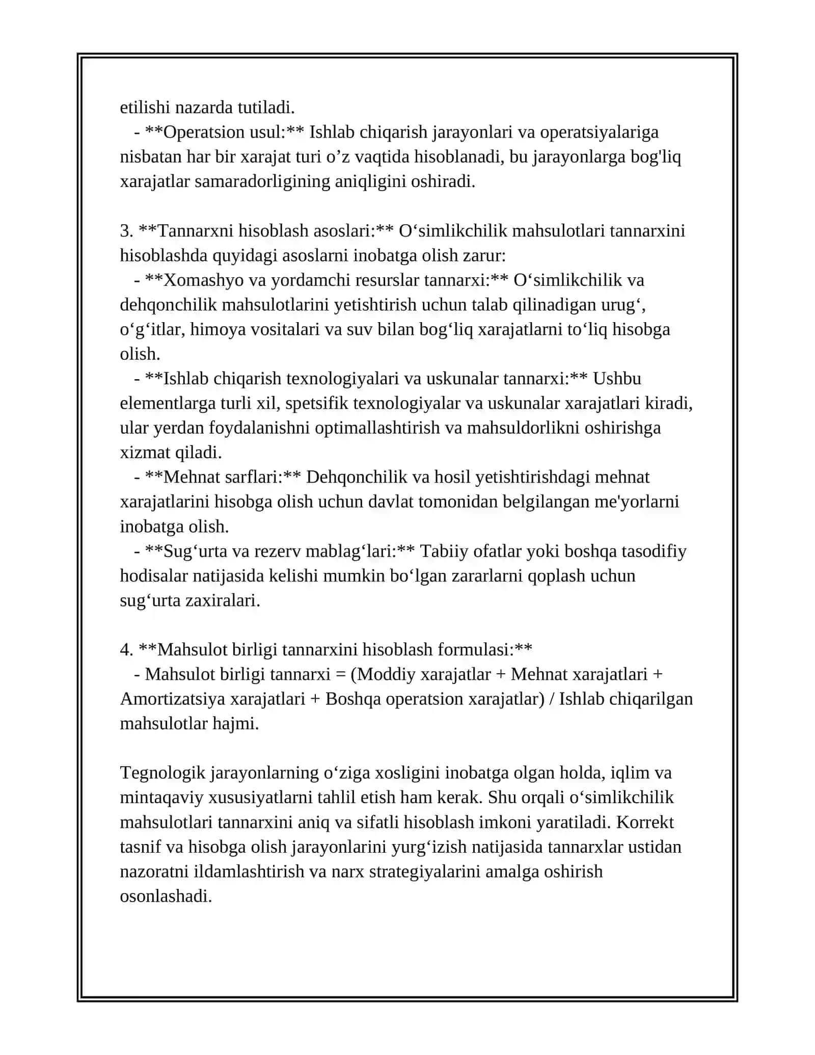 ISHLAB CHIQARISH XARAJATLARINI HISOBGA OLISH VA OʻSIMLIKCHILIK MAHSULOTLARI TANNARXINI HISOBLASH 4