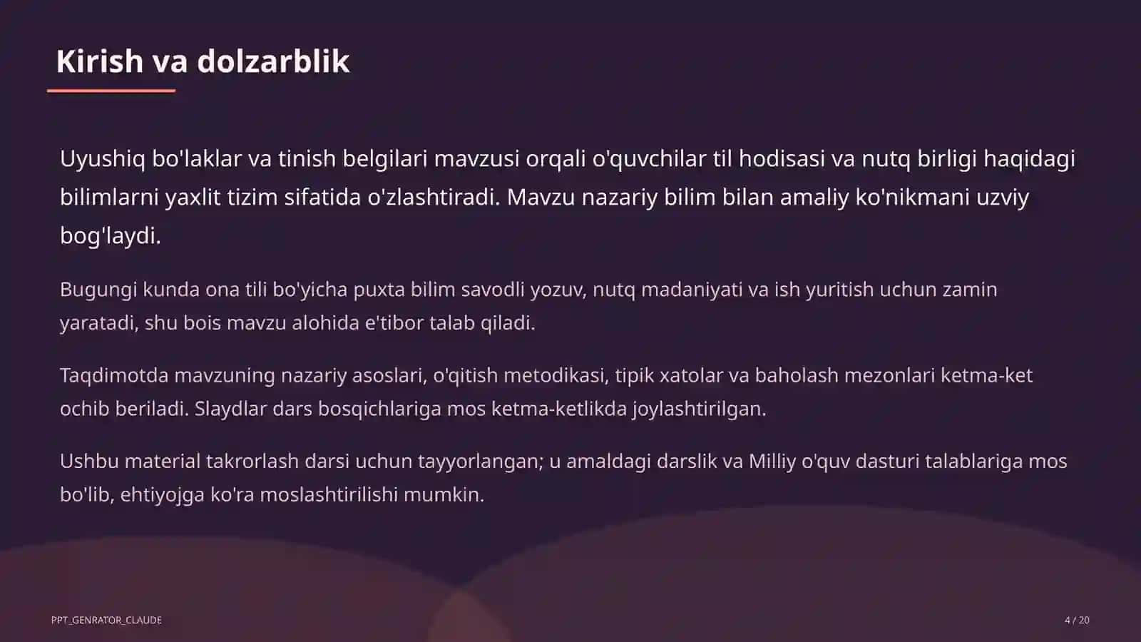 Uyushiq bo'laklar va tinish belgilari (8-sinf) 4