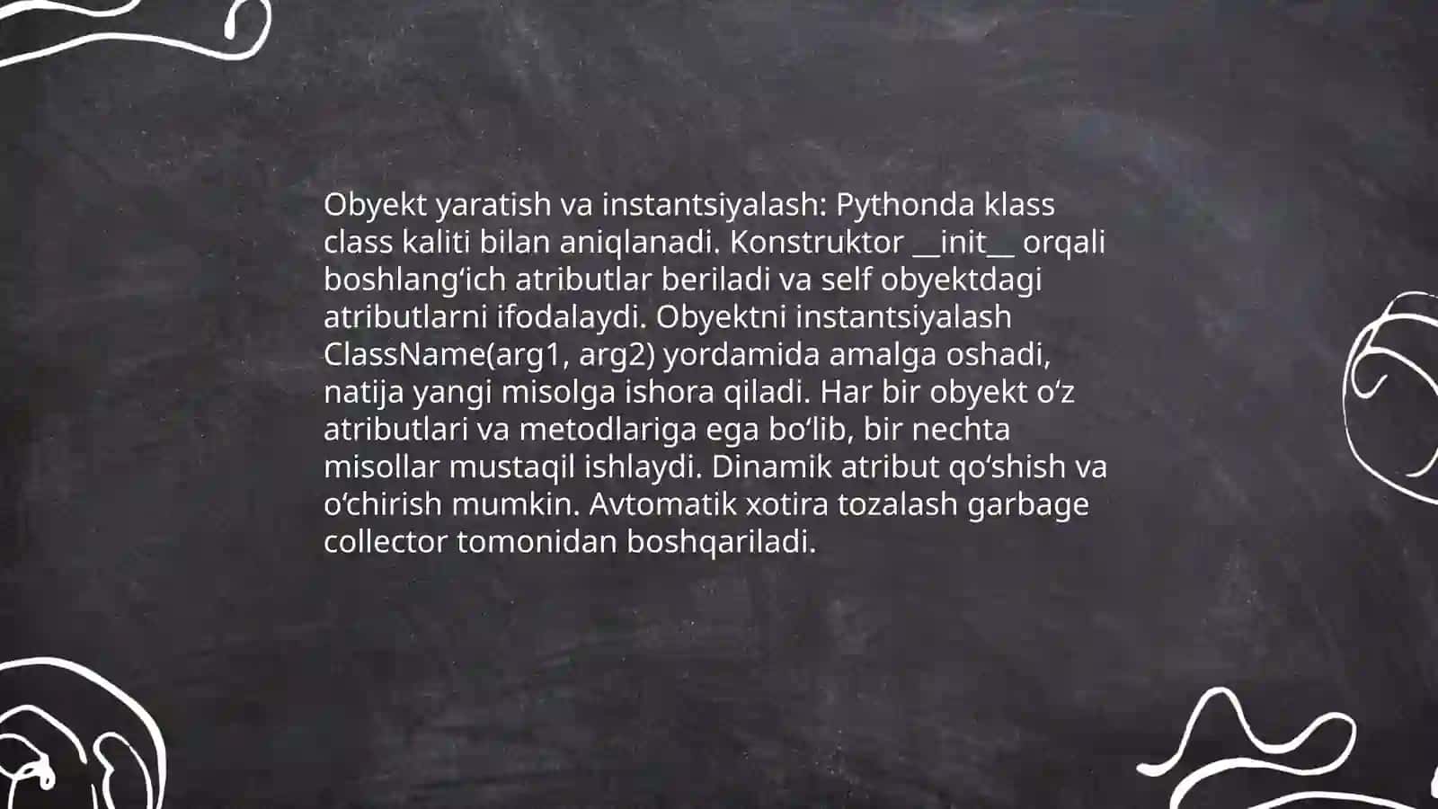 Python dasturlash tilida klasslar va obyektlar 4