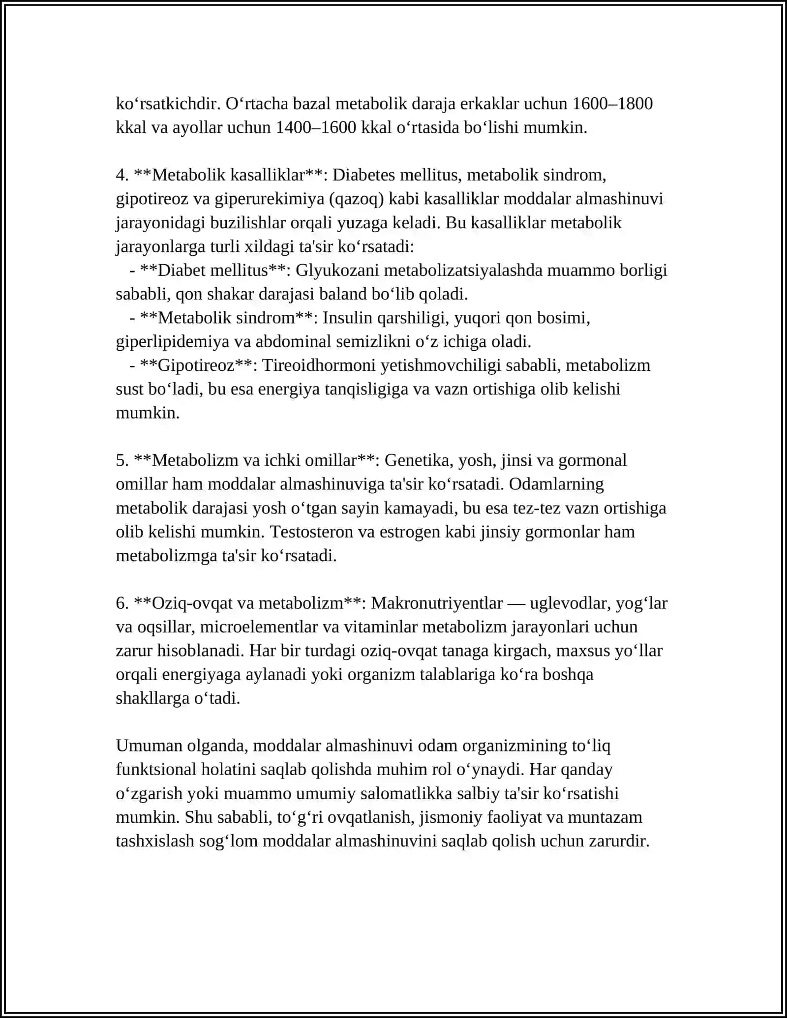 MUSTAQIL ISH Mavzu: KEKSABEMOR. KEKSA ORGANIZMNING FIZIOLOGIK XUSUSIYATLARI 4