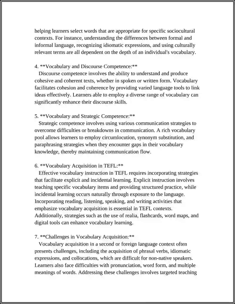 The Role of Vocabulary in Communicative Competence in TEFL 4
