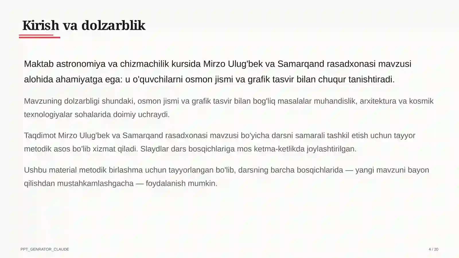Mirzo Ulug'bek va Samarqand rasadxonasi (10-sinf) 4