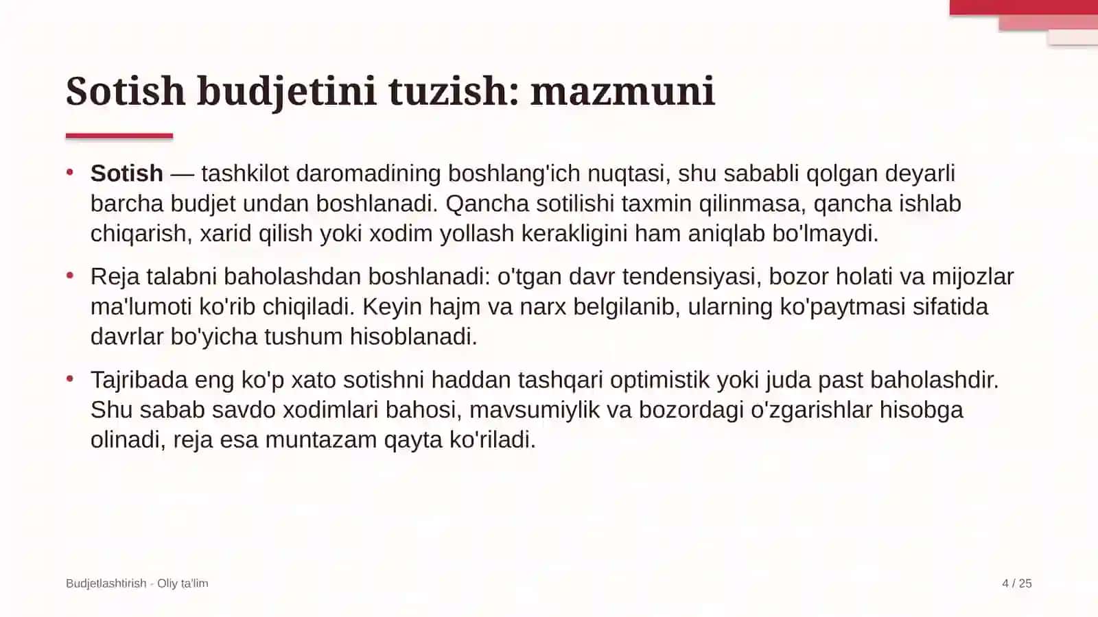 Sanoat turizmida sotish budjetini tuzish 4