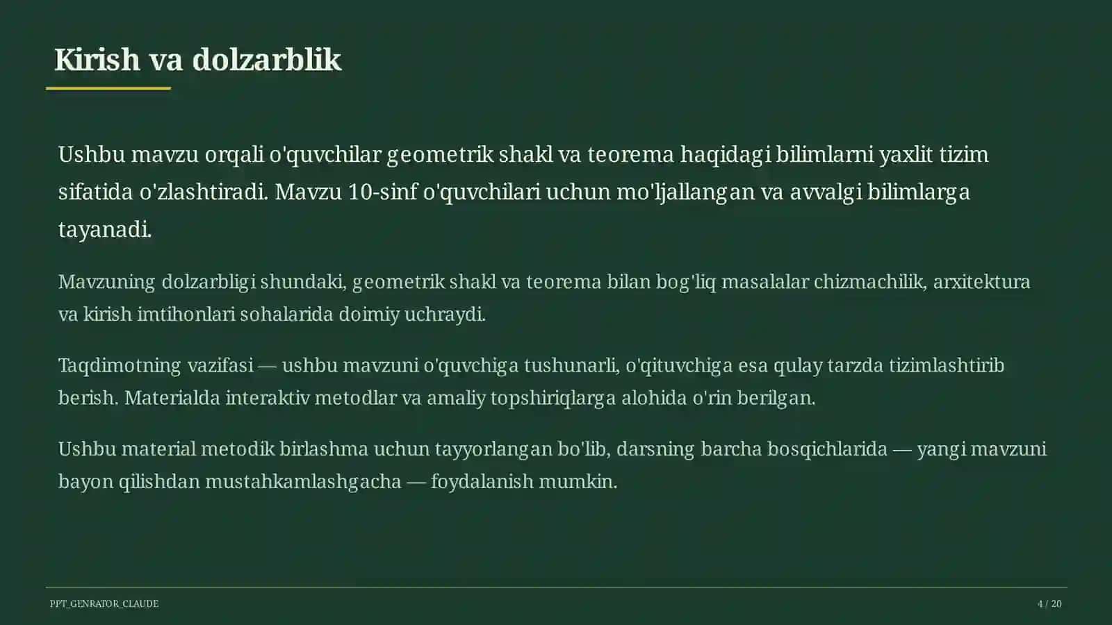 Geometriya (7–11) — metodik birlashma uchun 4