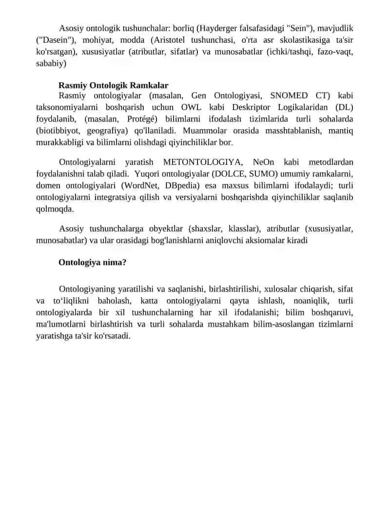 Ontologiyaning asosiy tushunchalari va masalalari 4