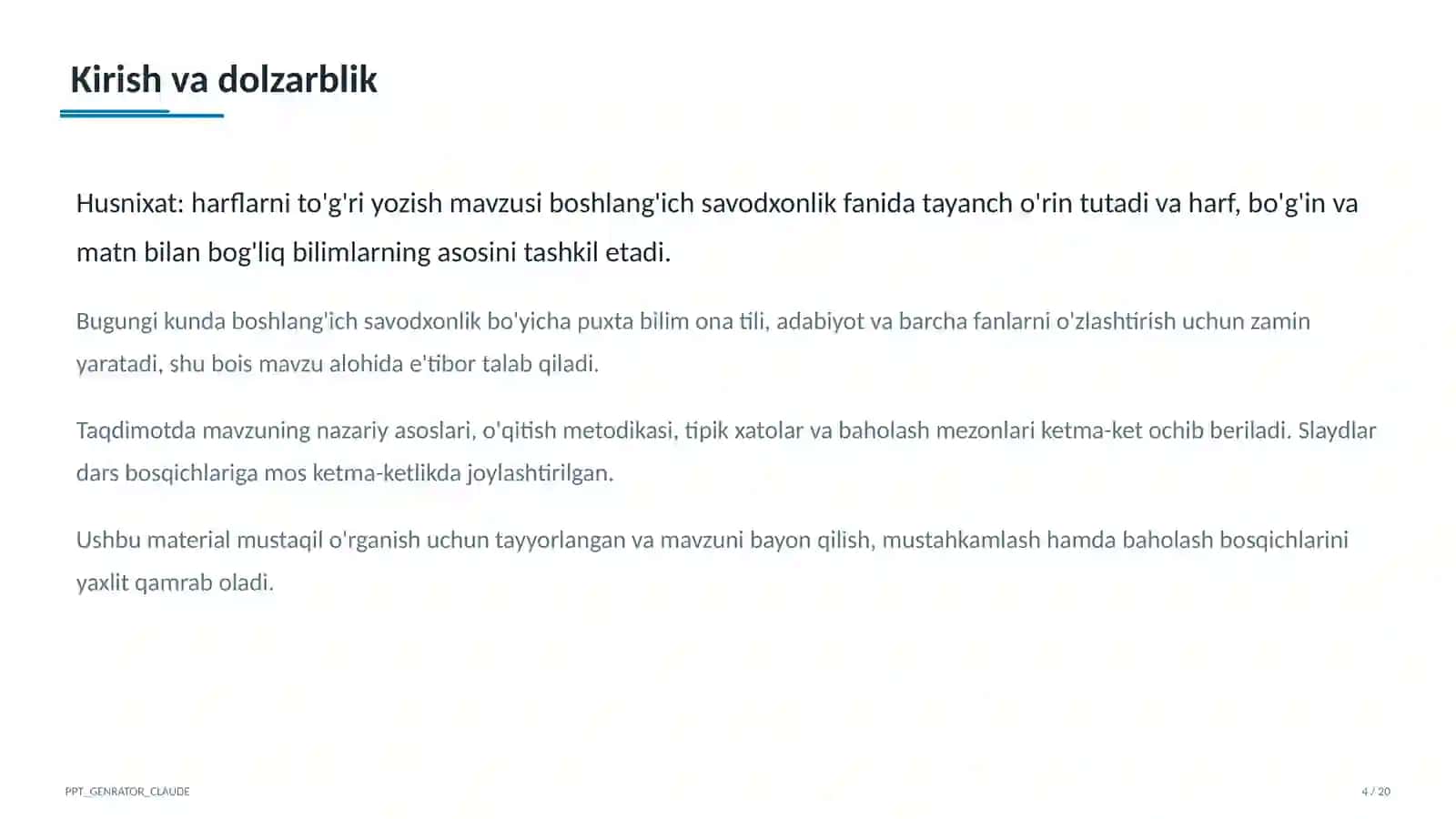 Husnixat: harflarni to'g'ri yozish (1-sinf) 4
