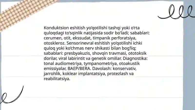 Eshitish a'zolarining asosiy patologiyasi 4