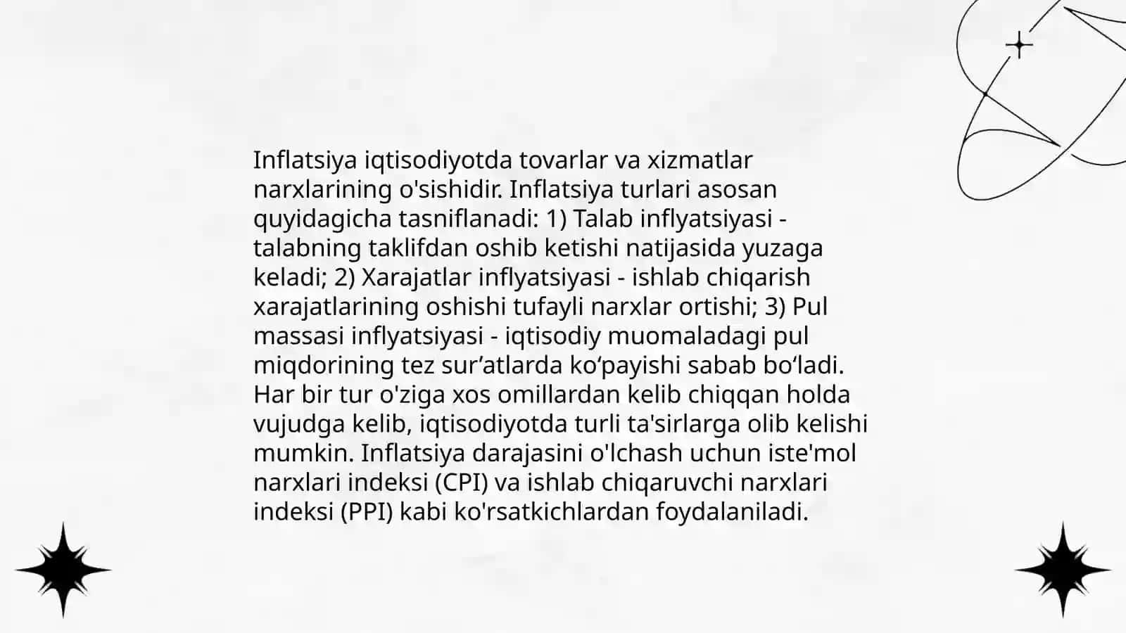 Inflyatsiya va uning turlari. Pulning barqarorligini ta`minlash yo`llari 4